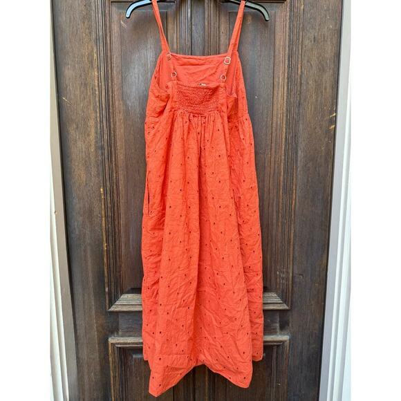 Madewell Eyelet Summertime Cami Midi Dress Orange Size M - Picture 7 of 8